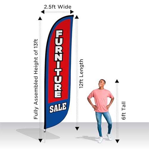 Feather Flag Pole Kit 12 ft with Fiberglass Pole and Ground Spike for Business Promotion X40651