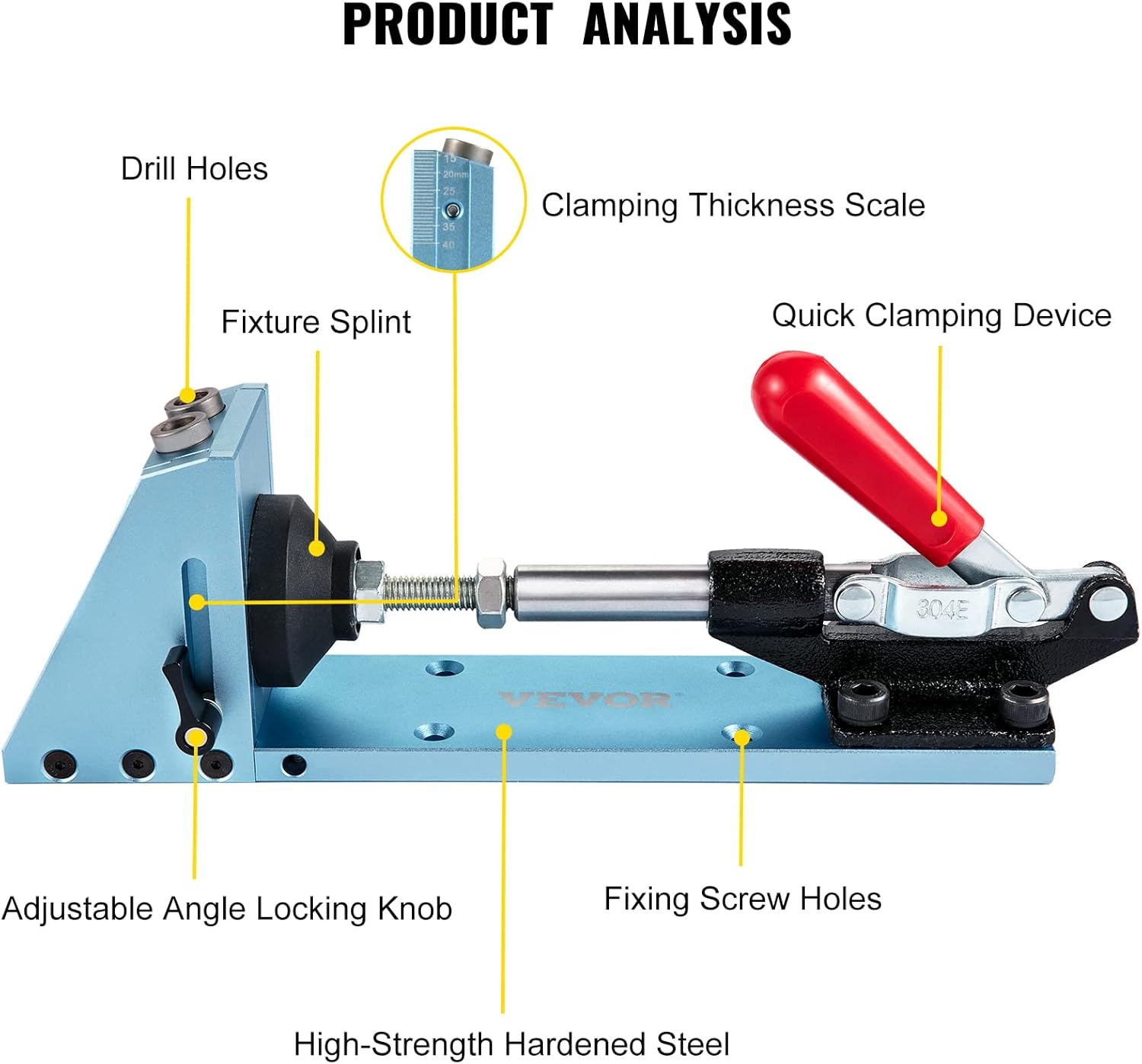 Pocket Hole Jig Kit, Adjustable Woodworking Joinery System with Aluminum Punch Locator C704981