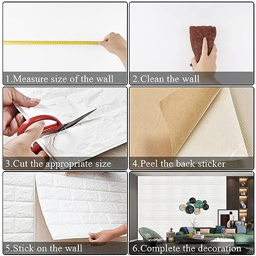 Brick Wall Panels 20 Pack, Peel and Stick 3D Wallpaper, Self Adhesive Waterproof Foam for Living Room, Bedroom, Kitchen O117739