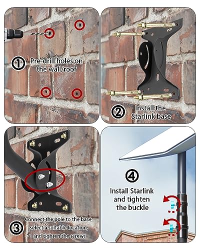 Long Wall Mount for Starlink Internet Kit Satellite, Adjustable Roof Mount Kit D43829