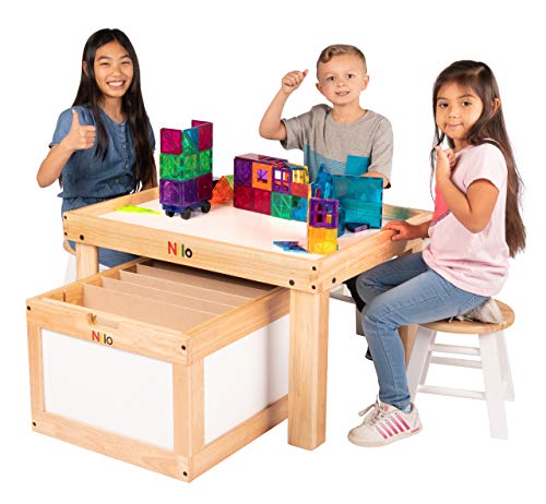 Kids Play Table Set with 2 Detachable Two-Sided Baseplates E466783
