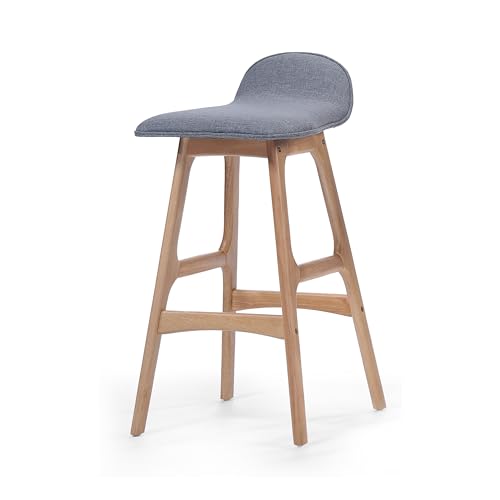 Upholstered Bar Stool Set of 2 Wood Counter Height Chairs with Footrests J934949
