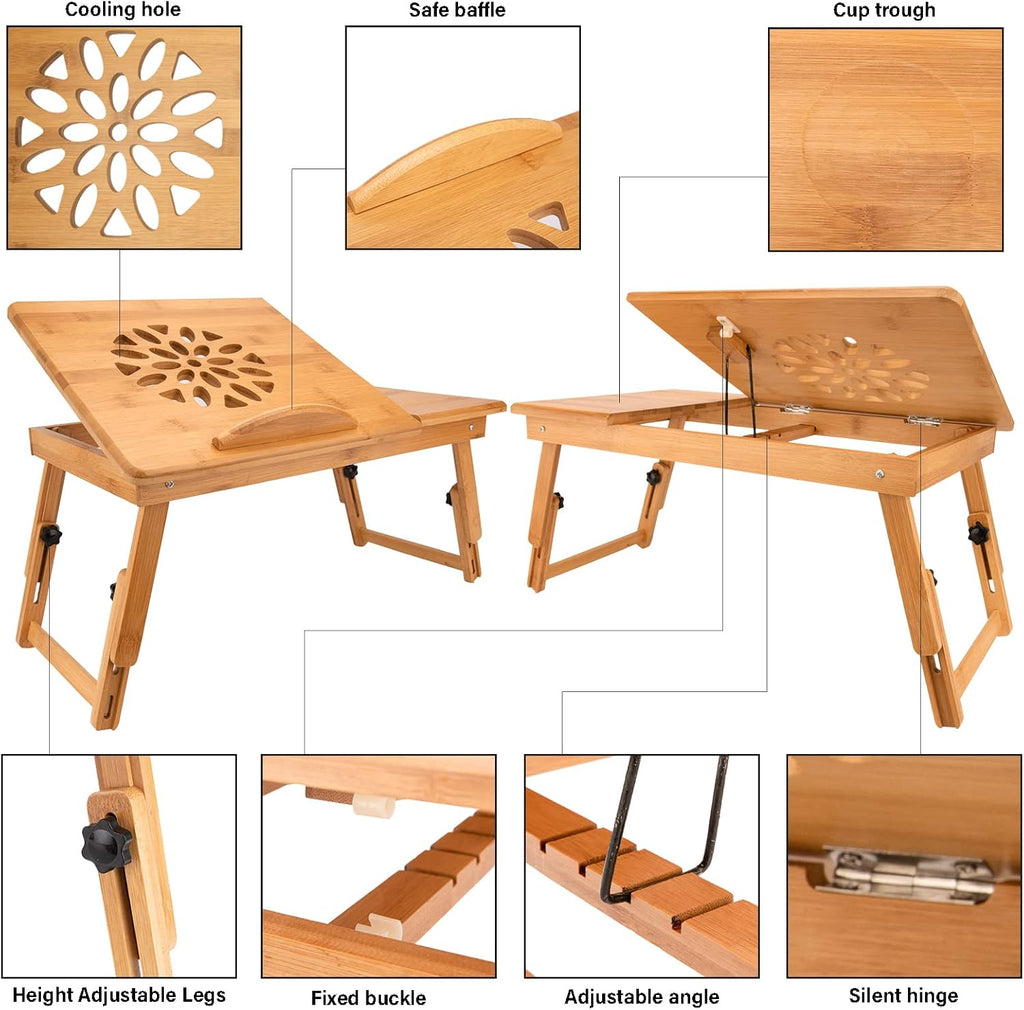 Adjustable Bamboo Laptop Desk Bed Tray N138738