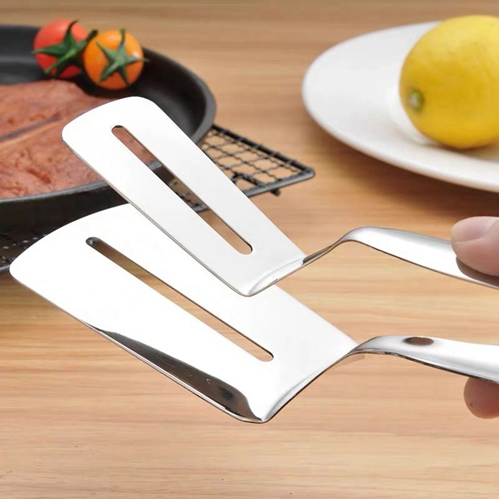 Stainless Steel Double-Sided Spatula Clip for Kitchen and Grill V1486