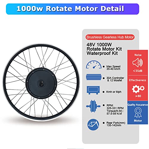 Electric Bike Conversion Kit, 48V 1500W Rear Hub Motor, 27.5 Inch Wheel U8323