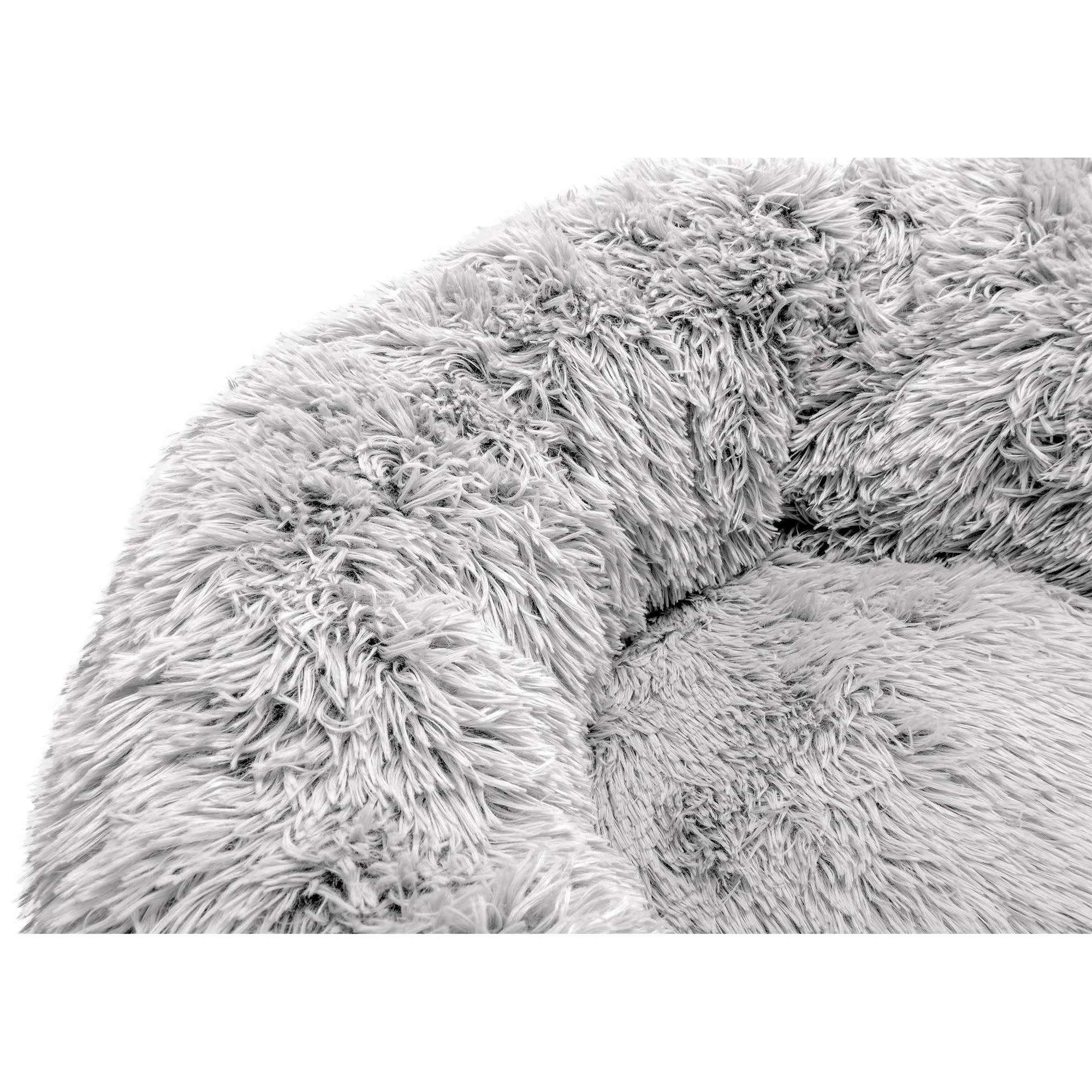 Calming Cuddler Long Fur Donut Dog Bed - Large, Mist Gray F87846