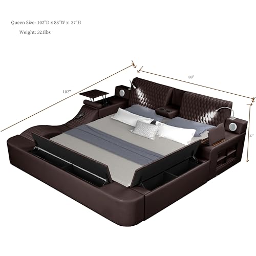 Queen Size Smart Bed Frame with Massage Recliner and Storage G4037