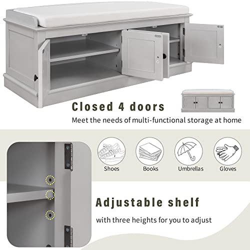 Storage Bench with 4 Doors and Adjustable Shelves U3634