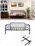 Metal Daybed Frame Heavy Duty Metal Slats Sofa Bed Platform Mattress Foundation Twin DayBed Black