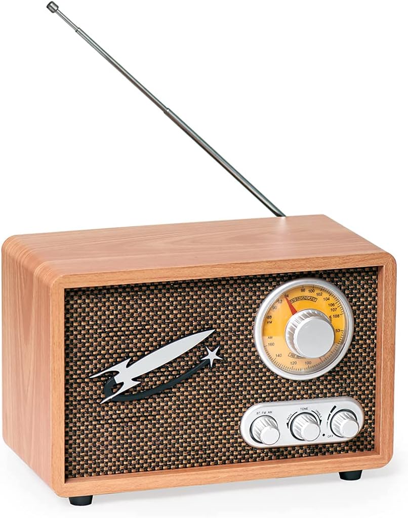Retro Radio AM FM with Bluetooth, Vintage Wood V908