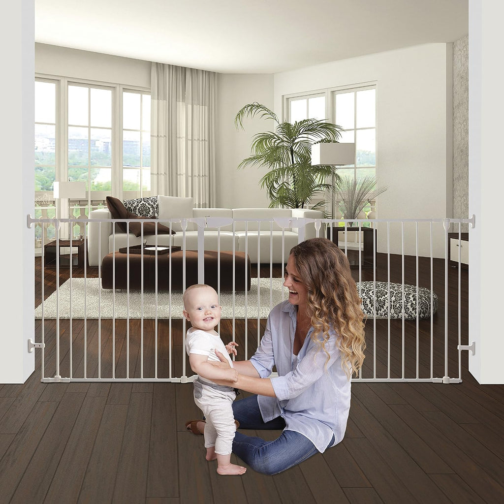 Baby Gate for Stairs, Straight Angled or Irregular Openings (White) G4922