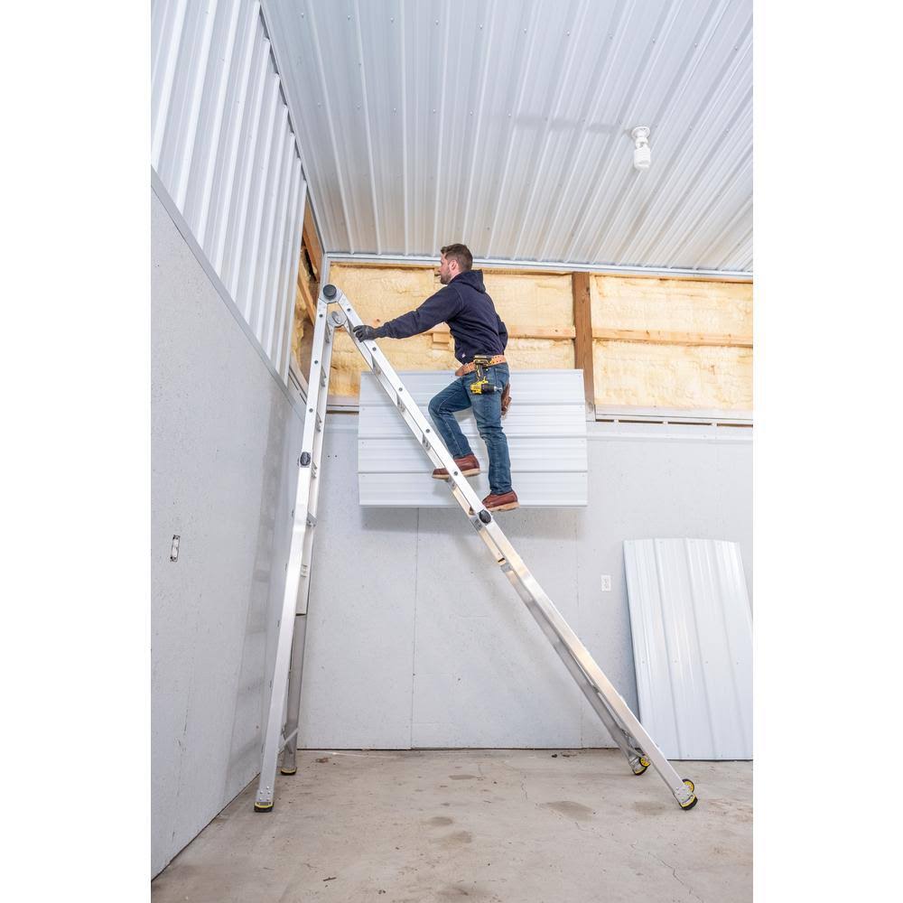 26 ft. Aluminum Multi-Position Ladder with Wheels, 375 lb. Load Capacity Z1942