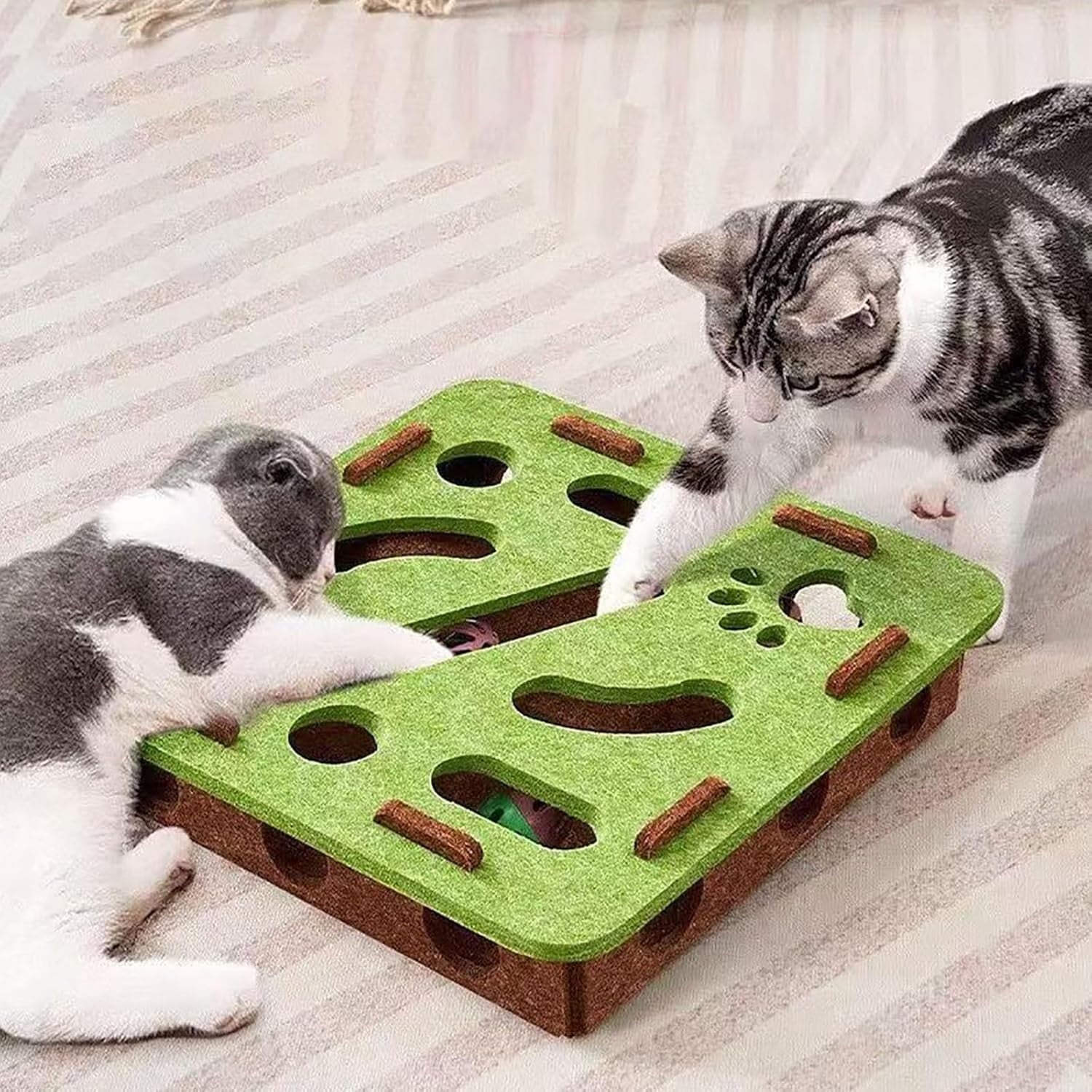 Cat Nail File Scratcher Box, Interactive Puzzle Toy for Indoor Cats Q178