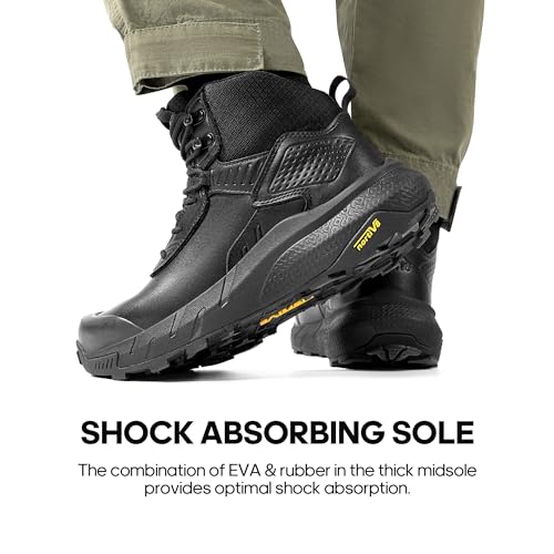 Men's Waterproof Tactical Work Boots Leather Motorcycle Combat Boots I104