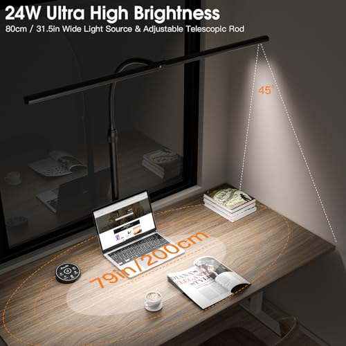 Desk Lamp with Remote Control, Adjustable Brightness & Color Temperature W111