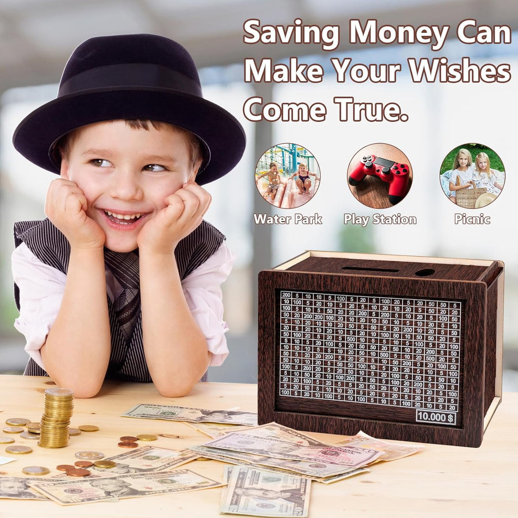 Wooden Money Box with Counter for Adults and Kids L281477