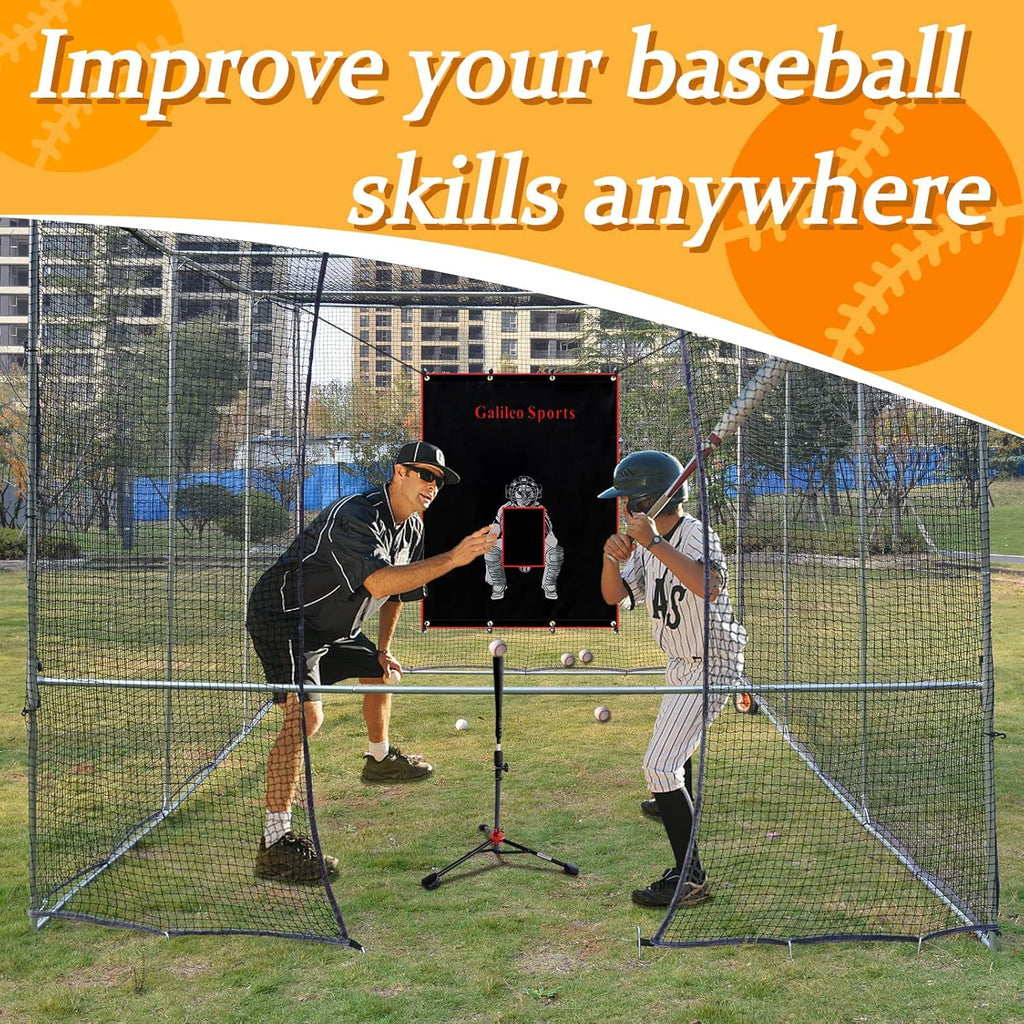 Batting Cage with Wheels for Backyard, 16x10x8 ft R5744