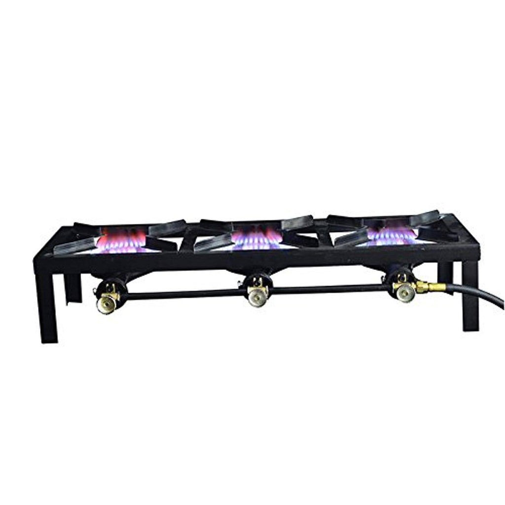 Basecamp Triple Burner Angle Iron Camping Stove, Black
