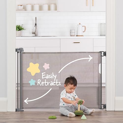 Extra Wide Retractable Baby Gate for Stairway and Hallway, White G3986