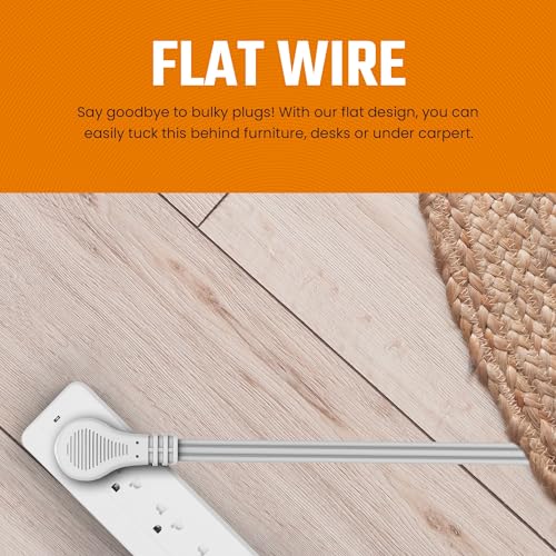 3-Outlet Flat Extension Cord 30 Ft Indoor Use, 2 Pack G7767
