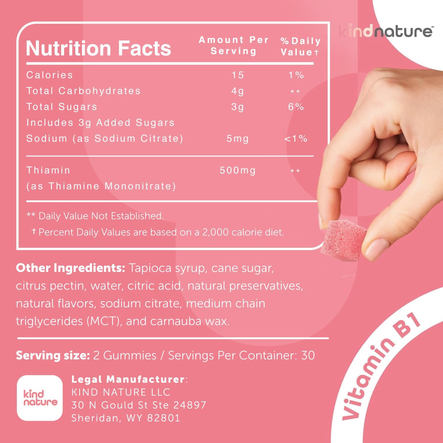 Vitamin B1 Gummies with Strawberry Flavor, 500mg per Serving P192