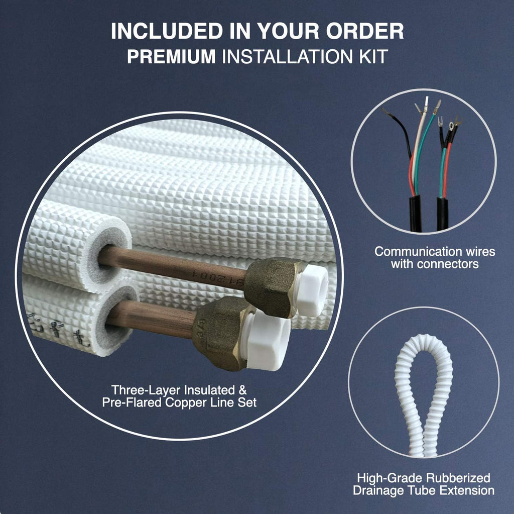 18,000 BTU Ceiling Cassette Ductless Mini Split AC/Heating System with Wall Thermostat B6697