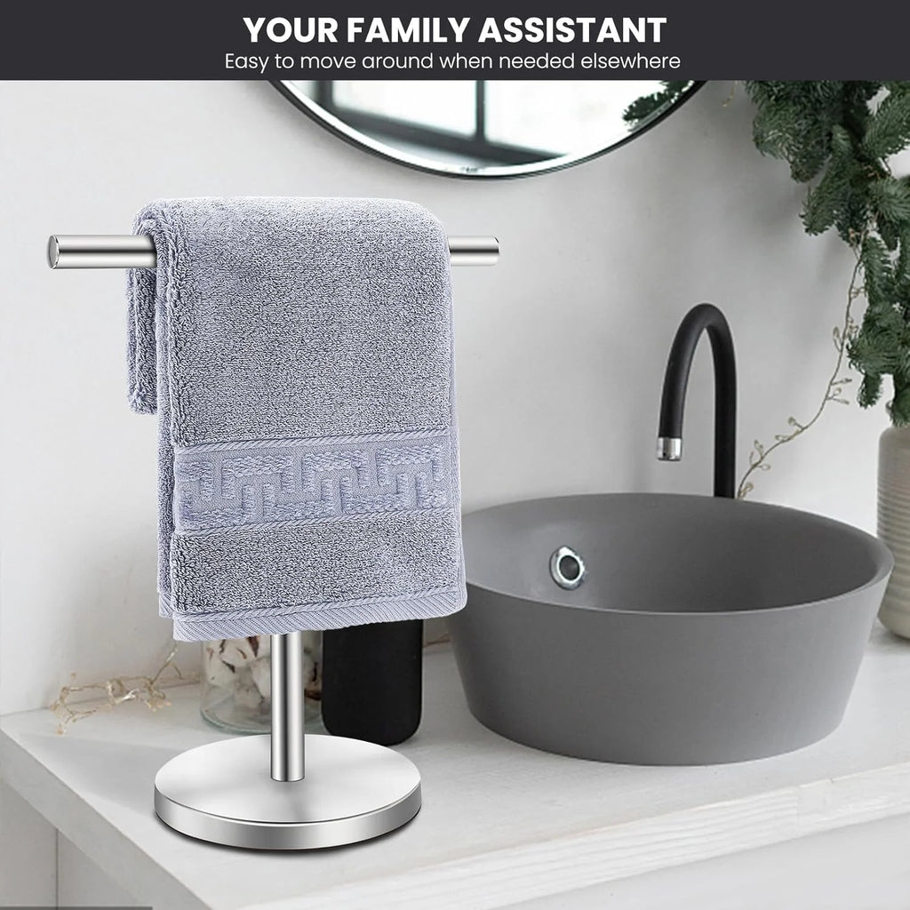 T-Shape Bath Hand Towel Holder Stand, Stainless Steel, Matte Black J343