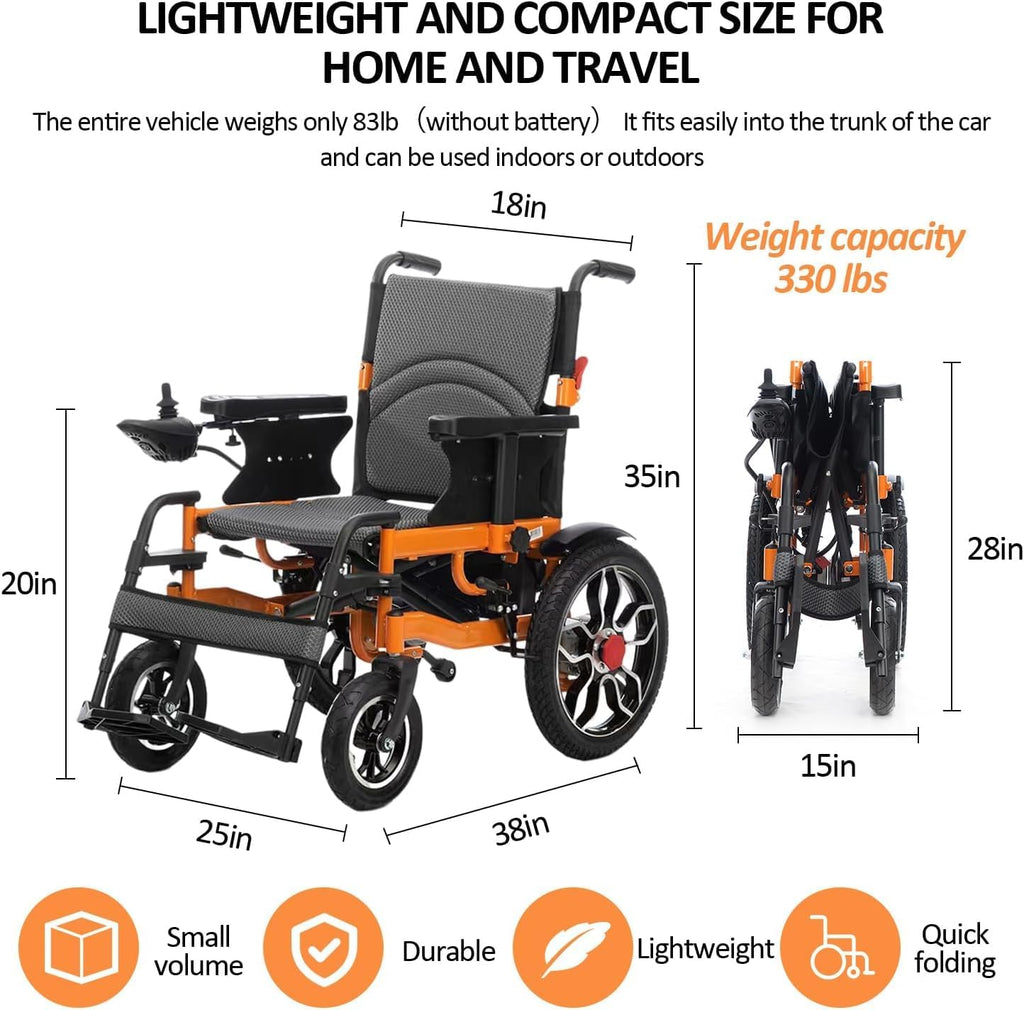Foldable Electric Wheelchair for Adults, Portable Power Chair, Supports 300 Lbs Z54924