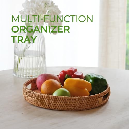 Round Serving Tray with Cut Out Handles for Home Decor A824