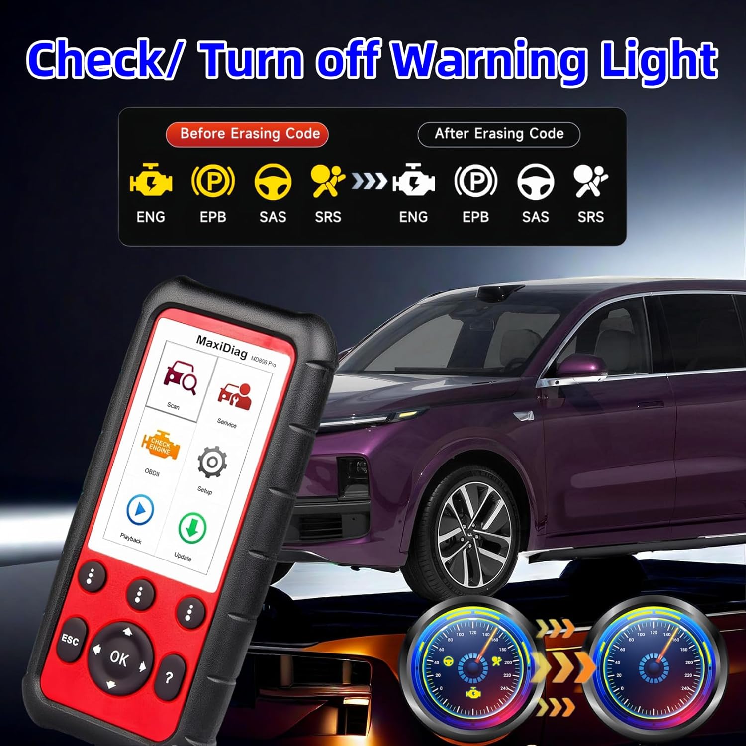 OBD2 Scanner All System Diagnostic Tool with 7 Reset Services S49138