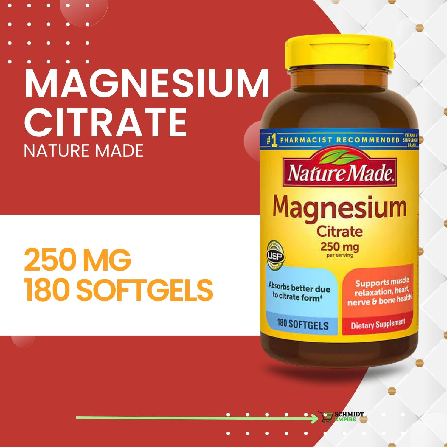 Magnesium Citrate 250 mg Softgels, 180 Count D796280