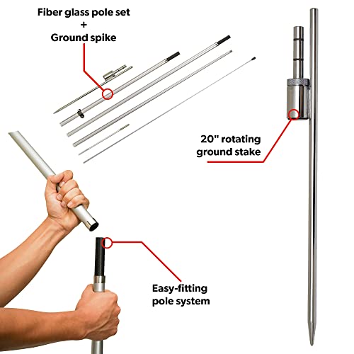 Feather Flag Pole Kit 12 ft with Fiberglass Pole and Ground Spike for Business Promotion X40651