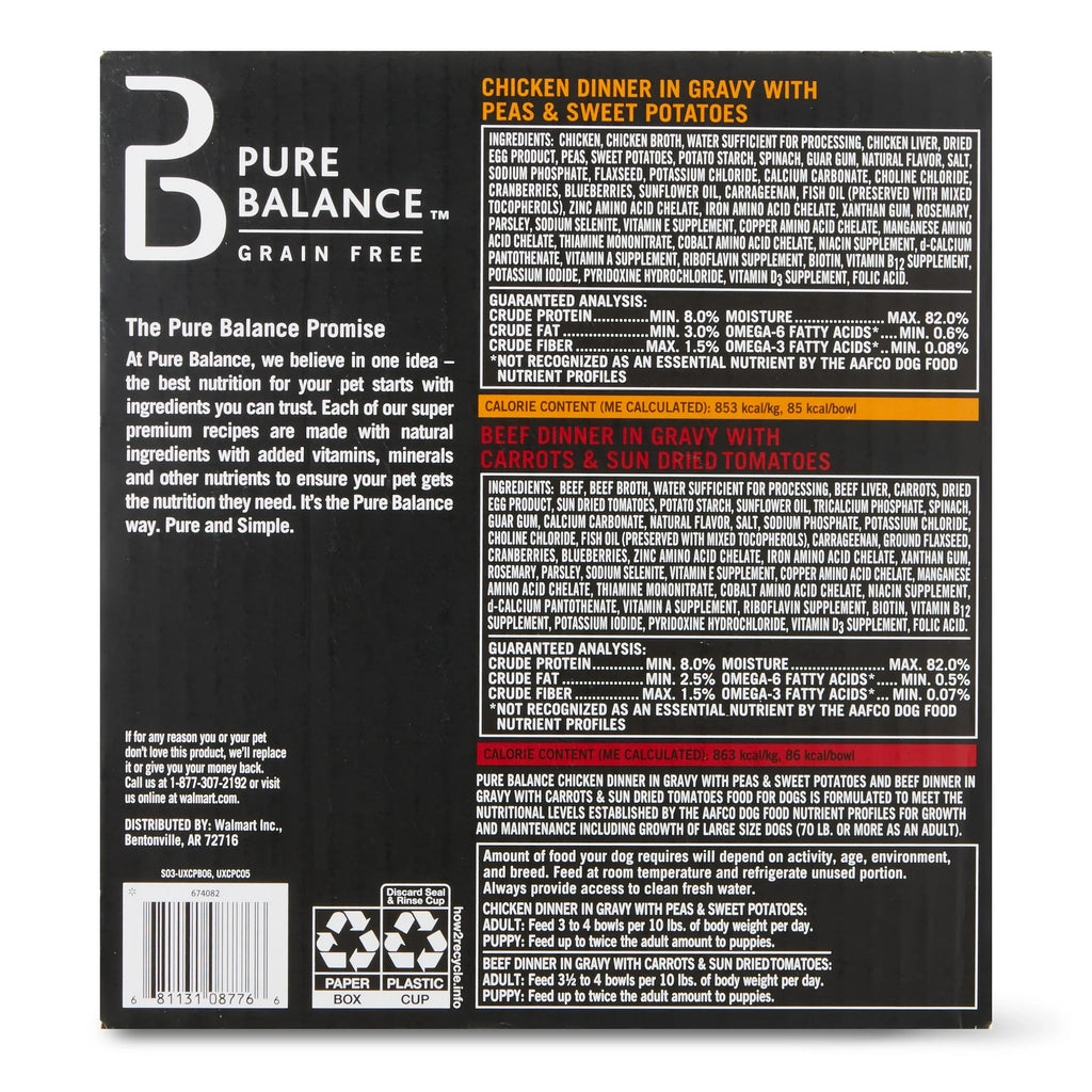 Wet Dog Food Variety Pack, Chicken & Beef Dinner in Gravy, 3.5 oz M526