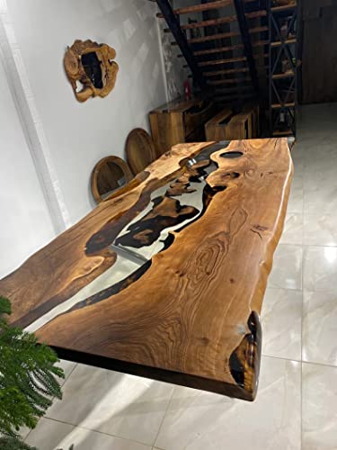 Epoxy Resin River Dining Table Top, 60 x 30 Inches I48499