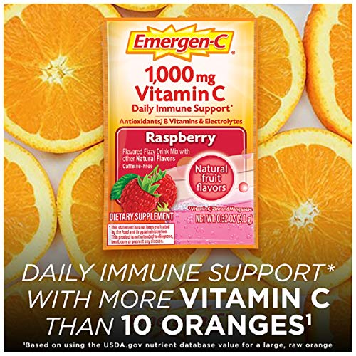 Dietary Supplement Fizzy Drink Mix with Vitamin C, Raspberry Flavor, 30 Count S888