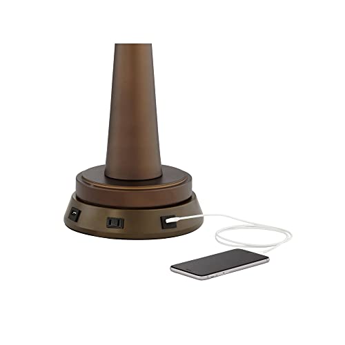 Rustic Industrial Table Lamp with USB and AC Power Outlet, 26" High K916