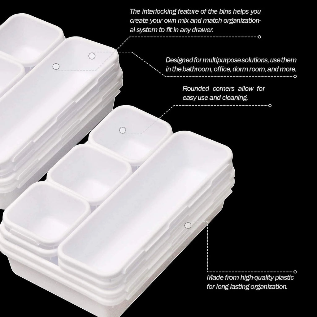 42 Pack Interlocking Drawer Organizer Trays with Dividers Y770326