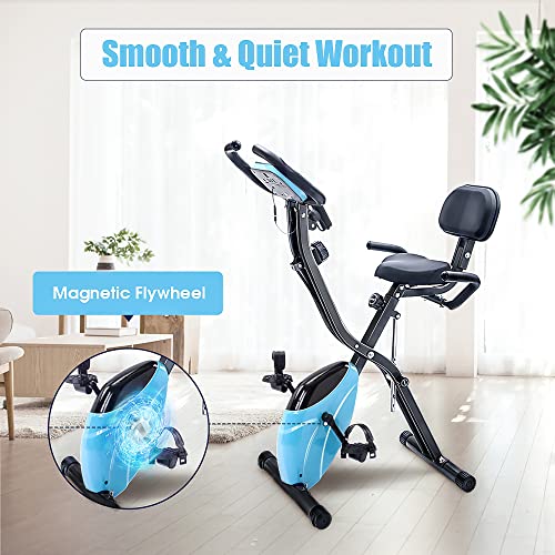 2 in 1 Recumbent and Upright Exercise Bike, 16-Level Magnetic Resistance, Foldable D363