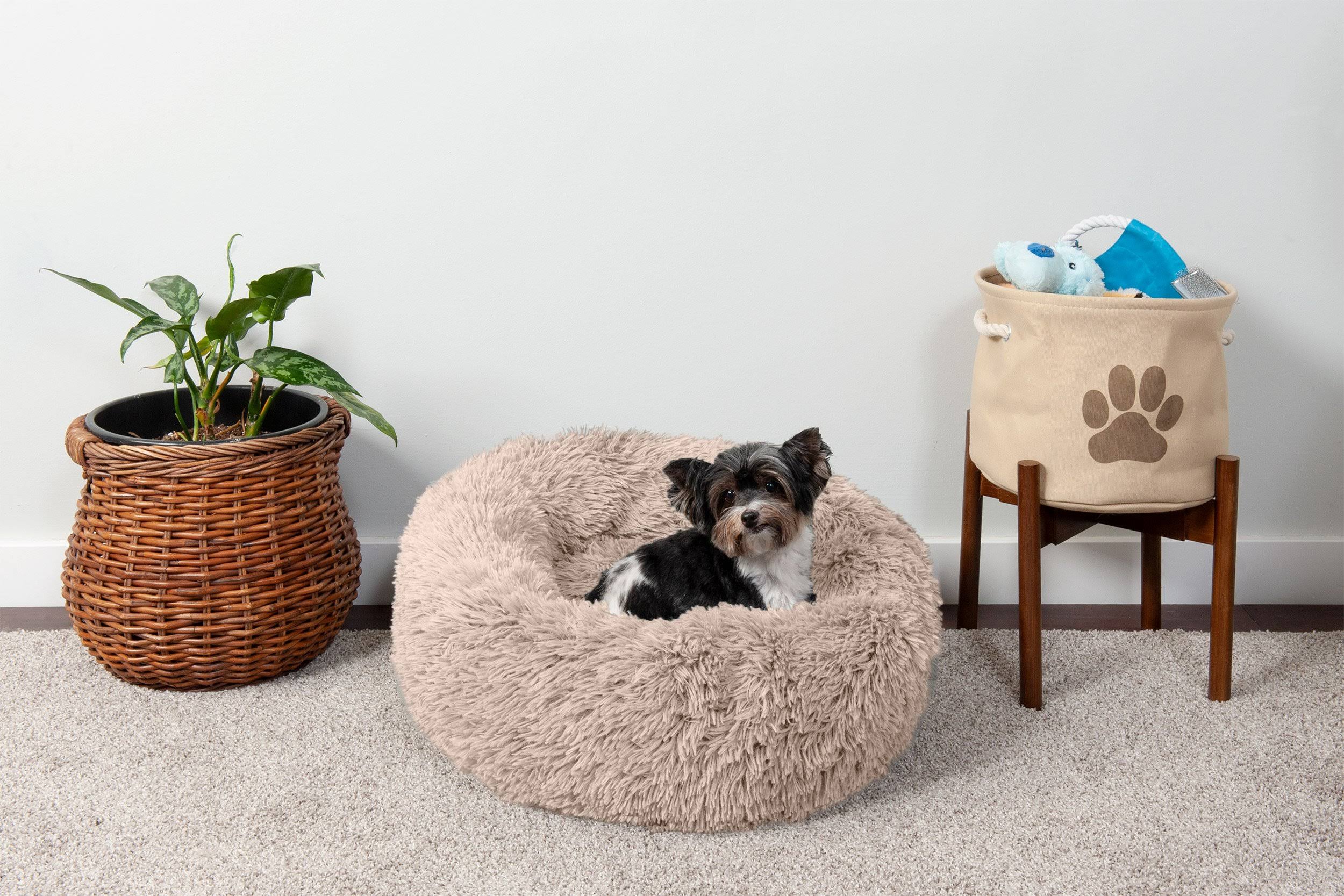 Calming Cuddler Long Fur Donut Dog Bed - Large, Mist Gray F87846