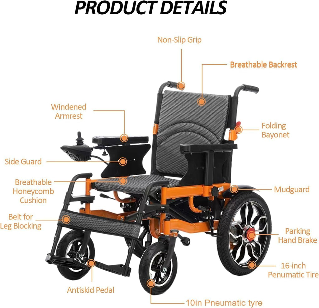 Foldable Electric Wheelchair for Adults, Portable Power Chair, Supports 300 Lbs Z54924