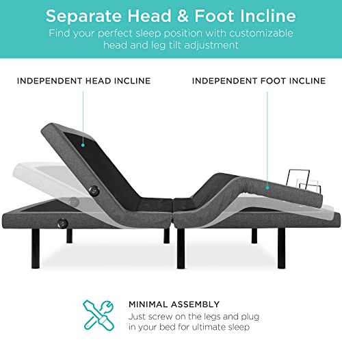 Ergonomic Twin XL Adjustable Bed with Wireless Remote, Massage, USB Ports Y801