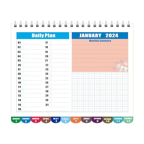 Desk Calendar 2024, Standing Flip 12 Months, Pink Floral E970844