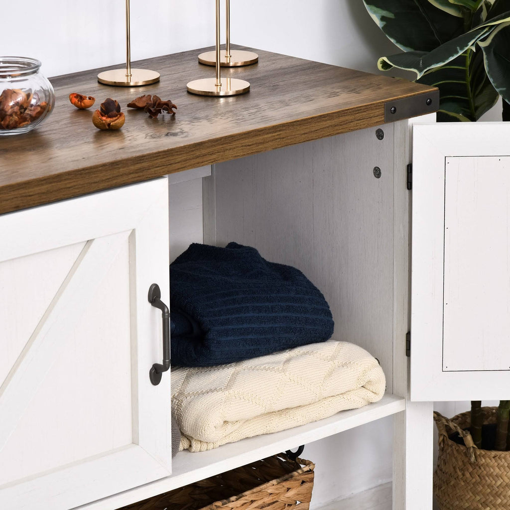2-Door Freestanding Storage Cabinet with Bottom Shelf, White A85495