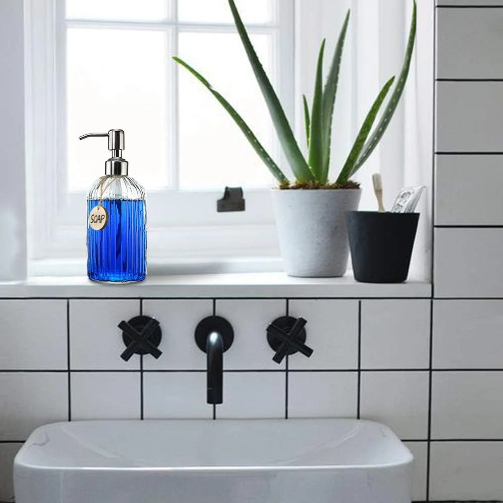 Clear Glass Soap Dispenser with Stainless Steel Pump K5514
