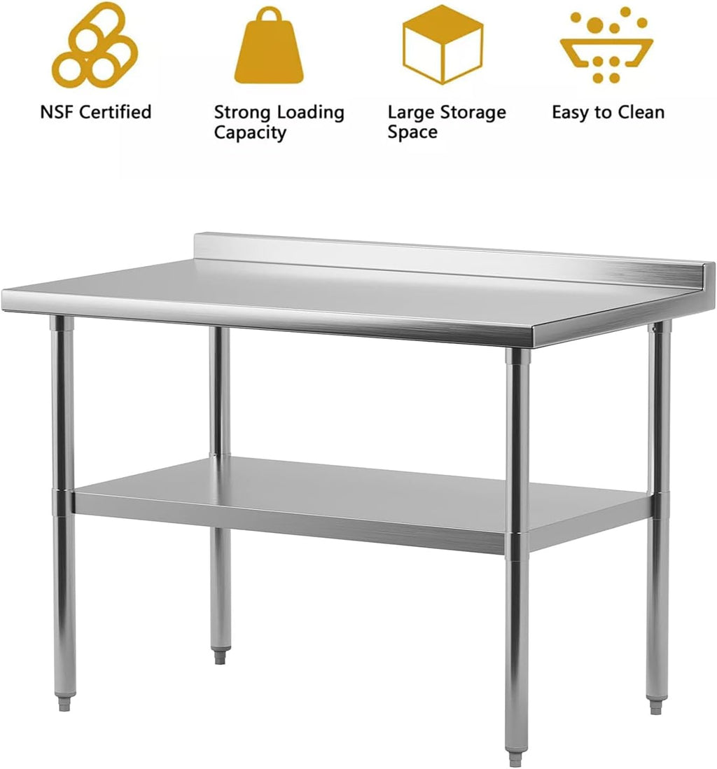Stainless Steel Prep Table with Undershelf and Backsplash A417