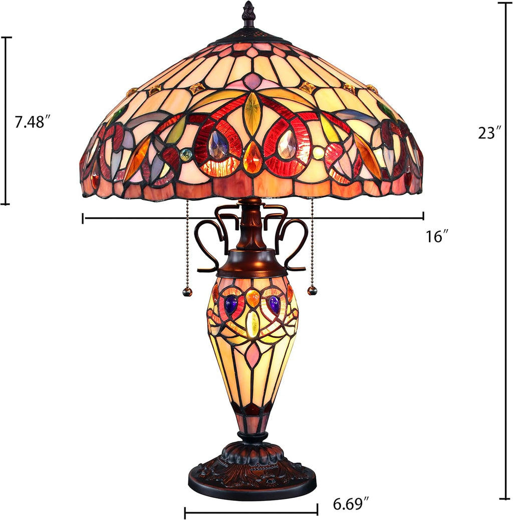 Tiffany-style Dark Bronze 3 Light Table Lamp H5126