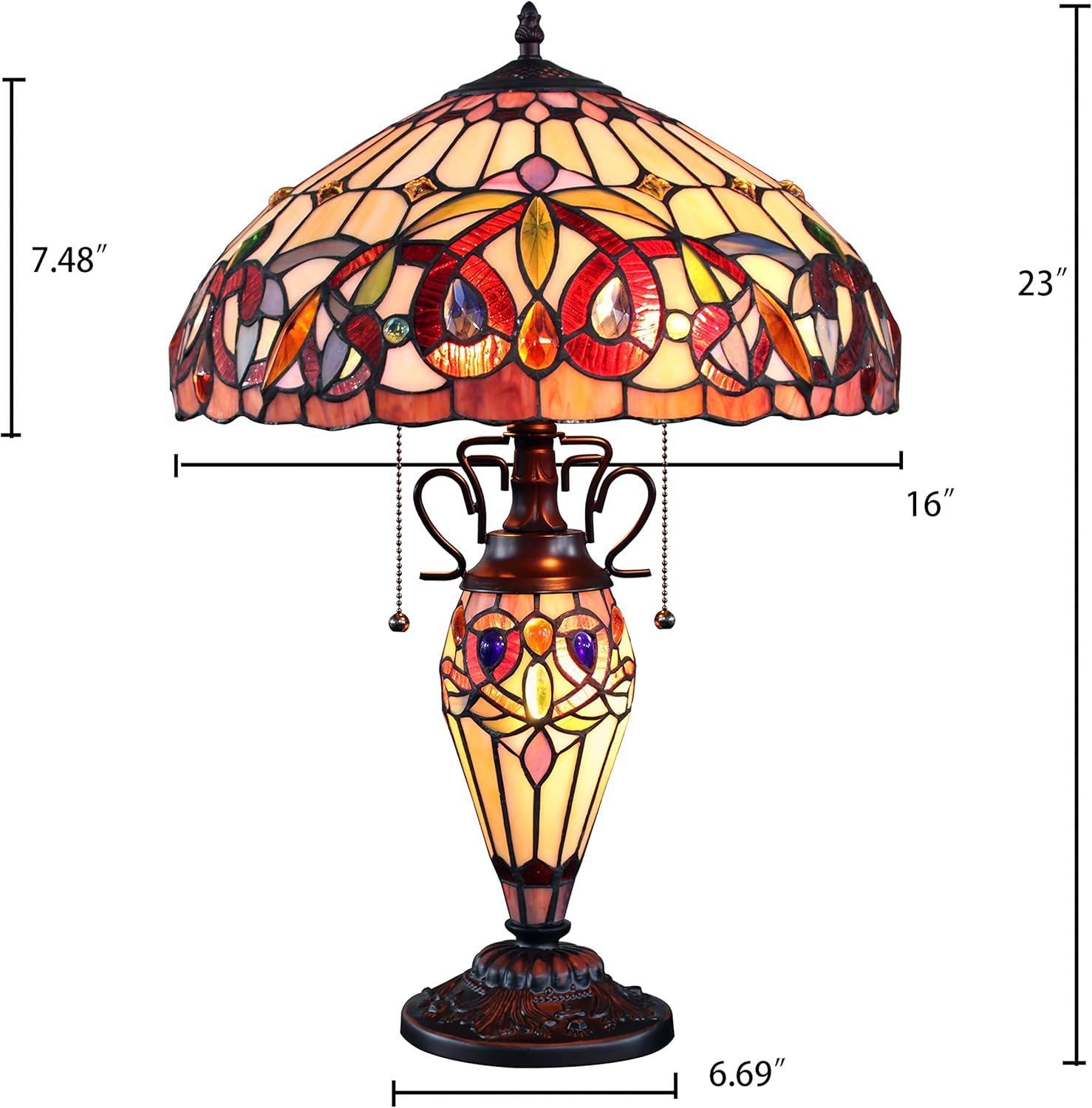 Tiffany-style Dark Bronze 3 Light Table Lamp H5126