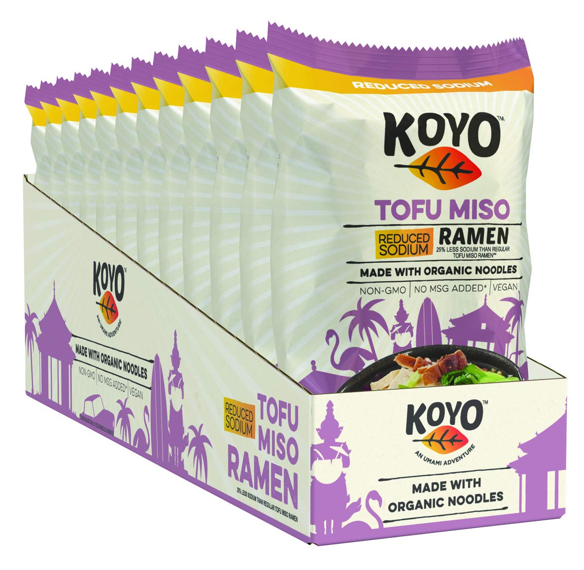 Tofu Miso Ramen Soup, Organic Noodles, Reduced Sodium, Vegan, 2.1 oz (12 Pack) O884524