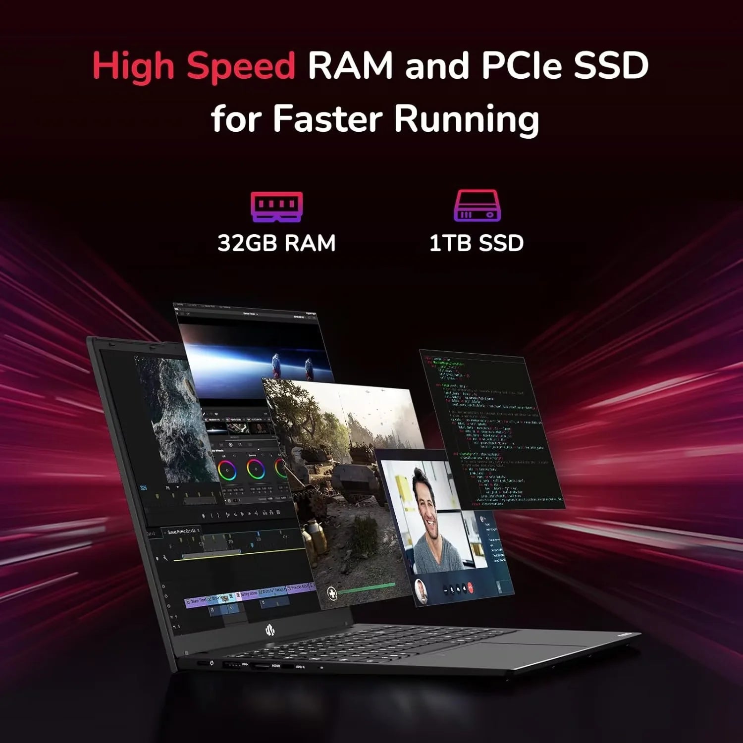 15.6" IPS FHD Gaming Laptop, AMD Ryzen 7, 16GB RAM, 1TB SSD U22608