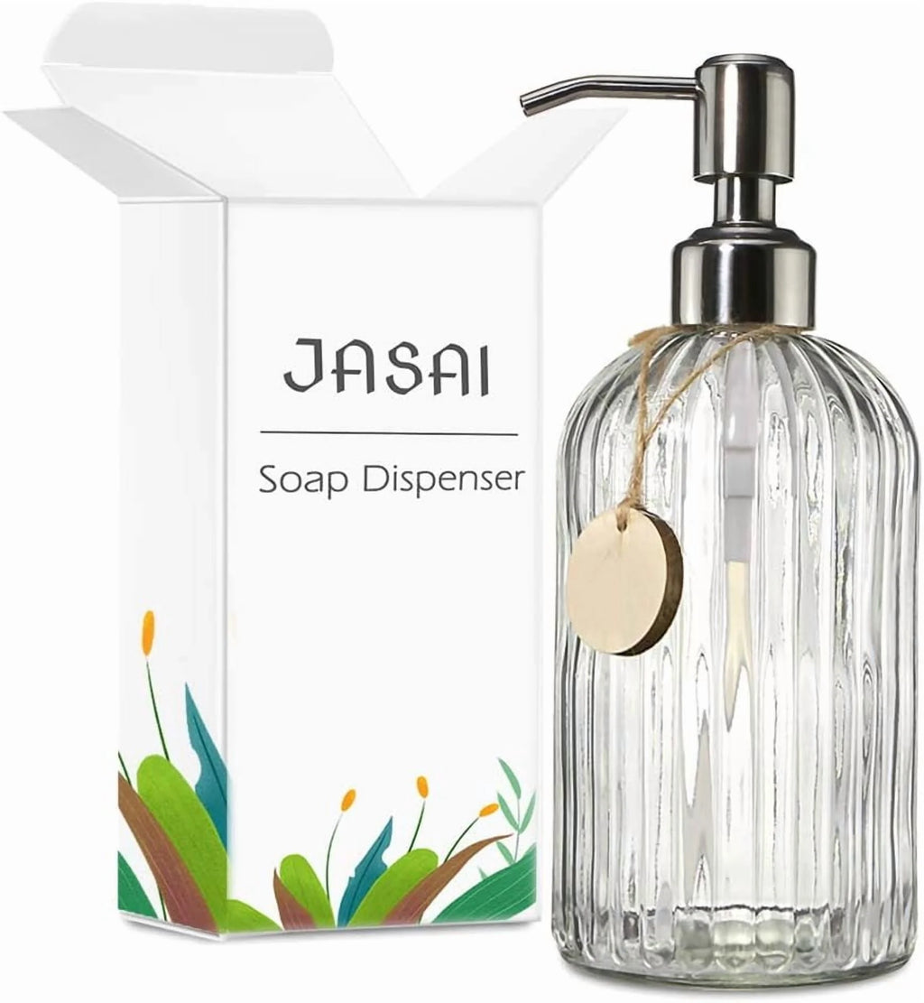 Clear Glass Soap Dispenser with Stainless Steel Pump K5514